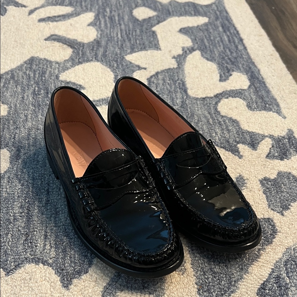 JCrew Black Patent Leather Loafers